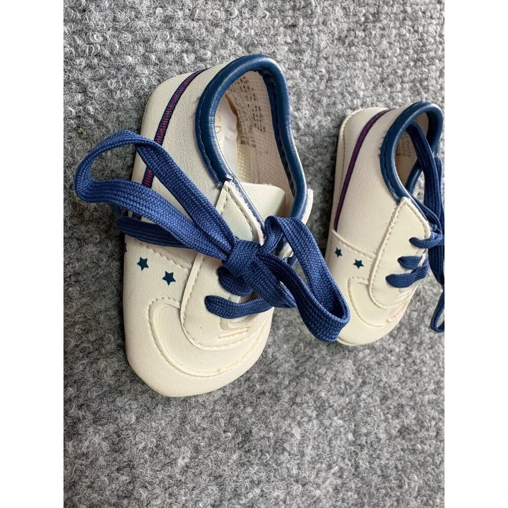 Wee Kids Vintage Infants Shoes Size 0 NEWBORN Boys 1990 Stars Made in USA Blue